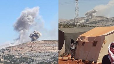 صورة غارات جوية روسية تستهدف محيط بلدة قاح شمالي إدلب